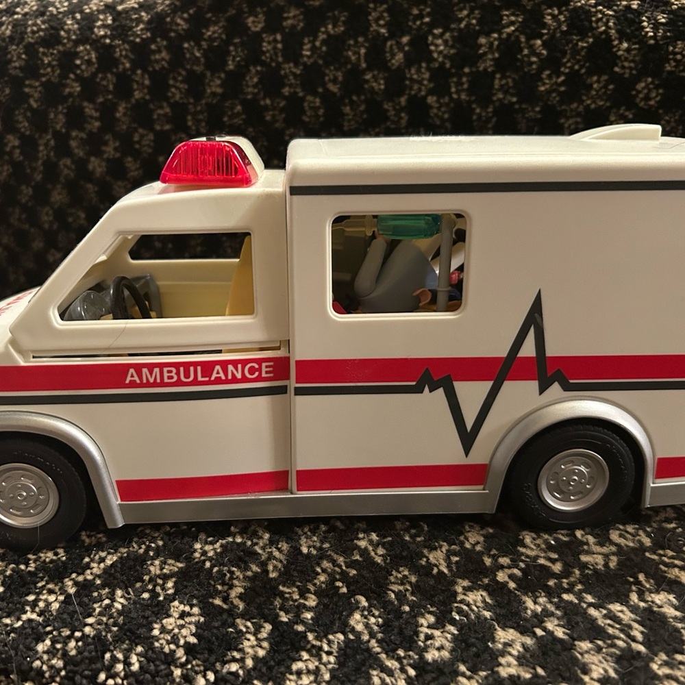 Playmobil Kids Toy Ambulance with Red and White Design